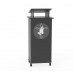 FixtureDisplays® Black Wood Podium Pulpit Lectern Event with Prayer Hands Logo Debate Speech School Mobile on Wheels Castors Easy Assembly Required Come with Videos 10057+12152